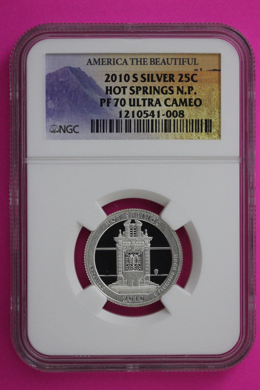 2010 S PF 70 Silver Quarter Hot Springs Park ATB NGC Graded Certified Slab 374