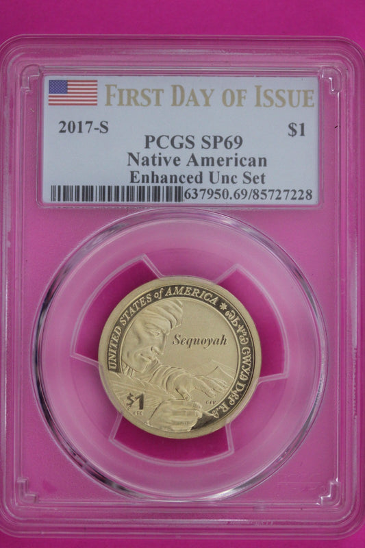 2017 S SP 69 Sacagawea Dollar Native American PCGS Certified Authentic Slab 01