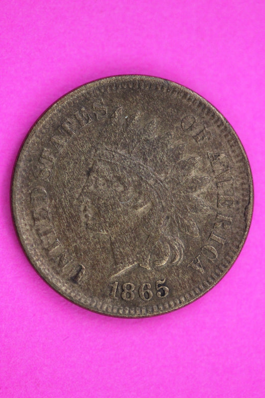 High Grade 1865 Indian Head Cent Penny Guaranteed Authentic & Genuine Coin 1068