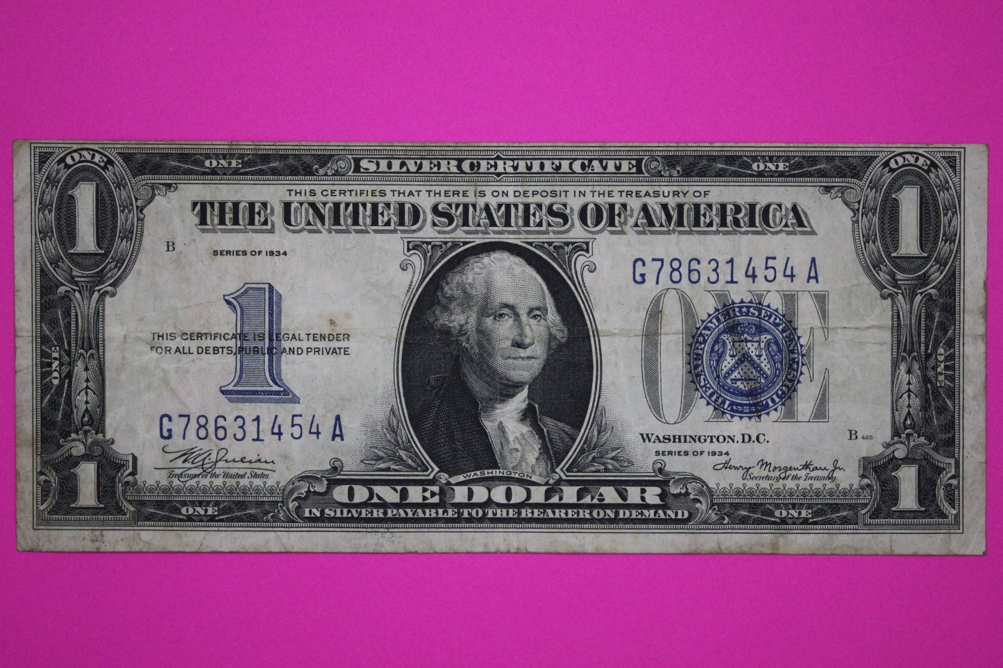 1934 $1 One Dollar Funny Back Silver Certificate PR1606 Guaranteed Authentic 17