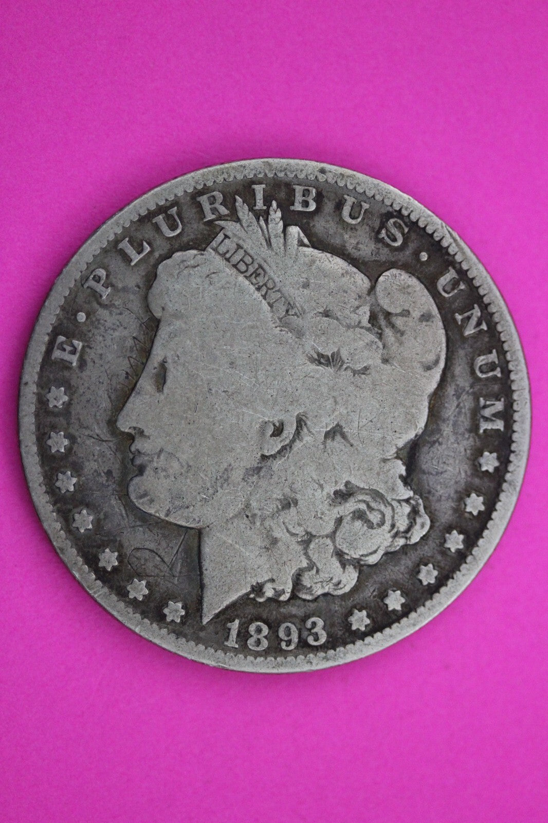 1893 O Morgan Lady Liberty Graffitti Authentic Semi Key Date Silver Dollar 0158N