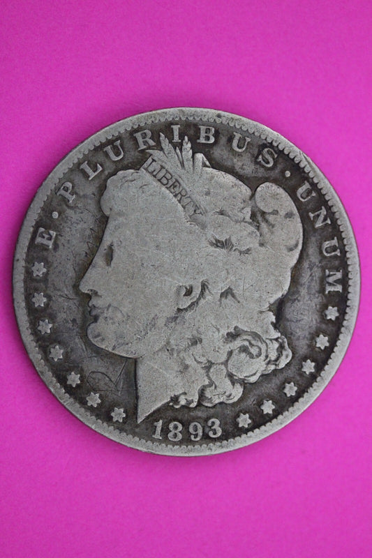 1893 O Morgan Lady Liberty Graffitti Authentic Semi Key Date Silver Dollar 0158N