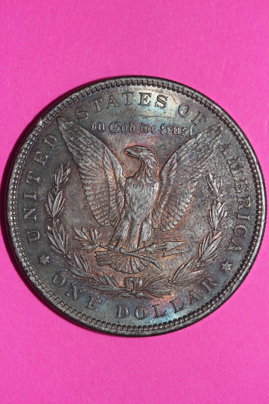 Rainbow Toned 1896 P Liberty Morgan Silver Dollar Coin Guaranteed Authentic 124N