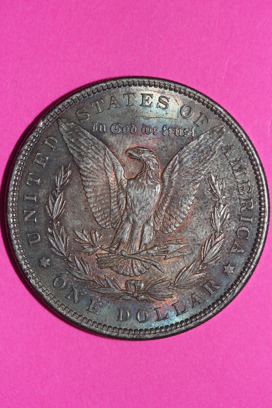 Rainbow Toned 1896 P Liberty Morgan Silver Dollar Coin Guaranteed Authentic 124N