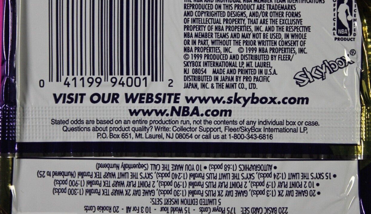 Rare 1999-2000 Skybox Dominion NBA Basketball Retail Pack Exact Pack In Pic 6023
