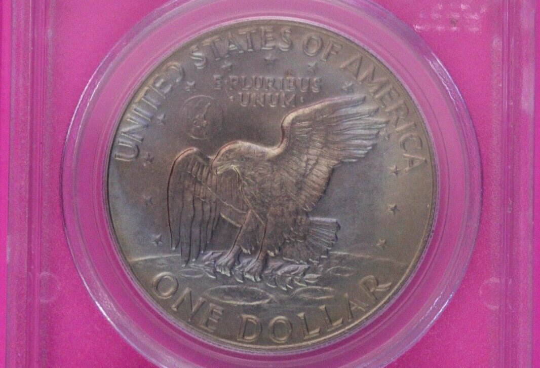 Rainbow Toned 1974 D MS 65 Ike Eisenhower Dollar PCGS Certified Graded 941