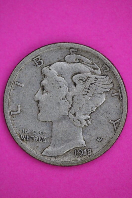 1918 D Mercury Liberty Dime Silver Coin Guaranteed Genuine American Seller 2577