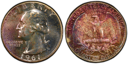 Toned 1961 PR 66 Washington Quarter PCGS Graded Certified Authentic Slab 107