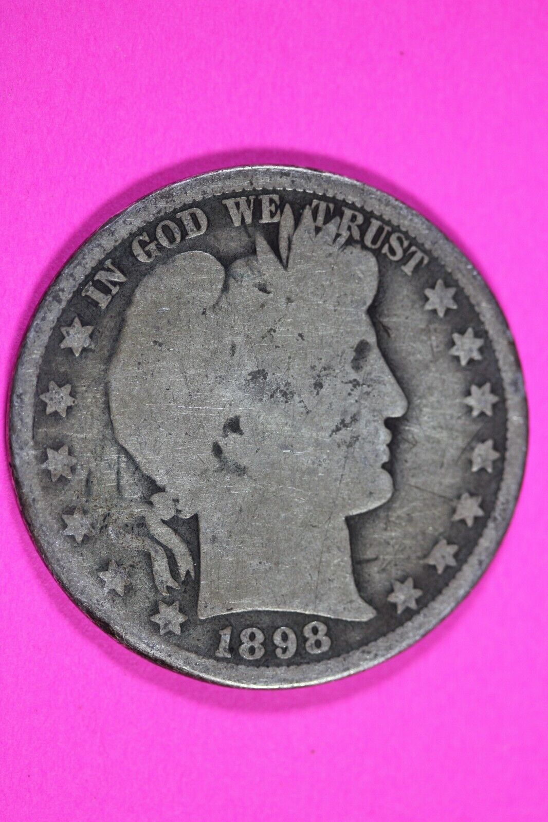 1898 O Barber Liberty Half Dollar Scarce Semi Key Date Coin New Orleans Mint 268
