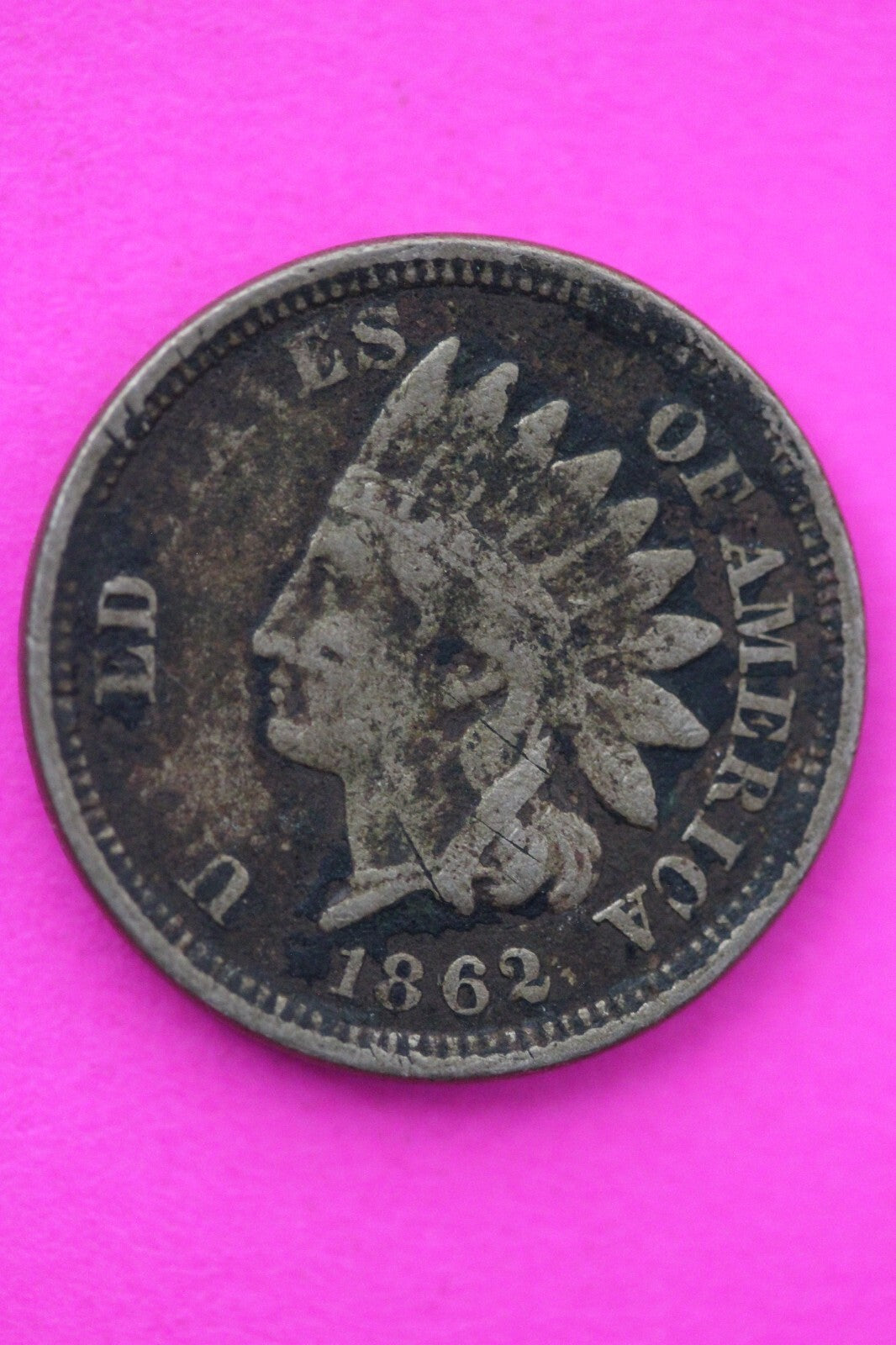 1862 Copper Nickel Indian Head Cent Penny Early Type Coin Exact Coin Pictured 56
