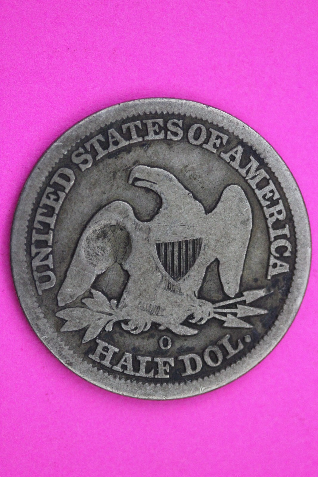 1854 O Seated Liberty Half Dollar Gouged Silver Semi Key Date Authentic 0268N