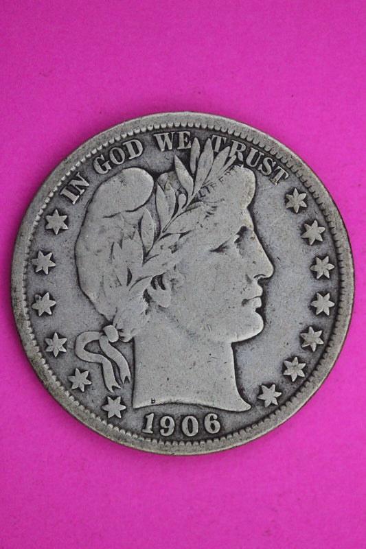 1906 P Barber Liberty Half Dollar Silver Scarce Semi Key Date Coin 0401N