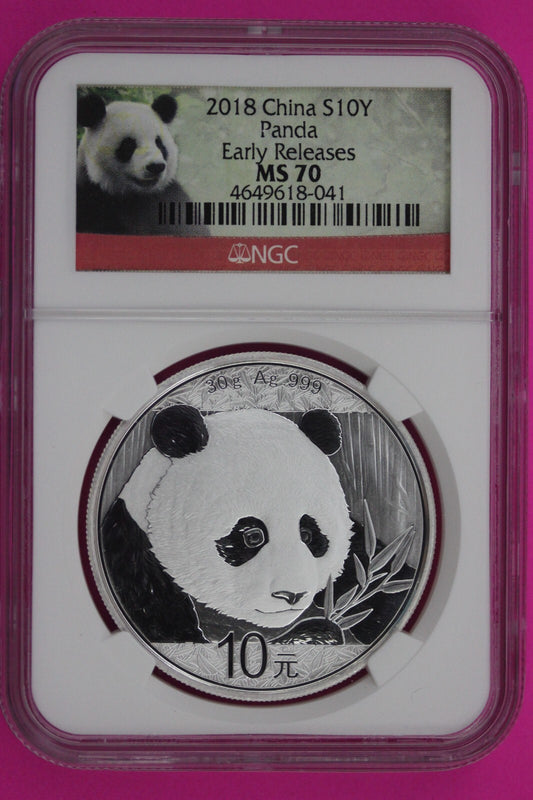 2018 MS 70 China Panda Early Releases 1 OZ Silver Coin NGC Graded Authentic 1156