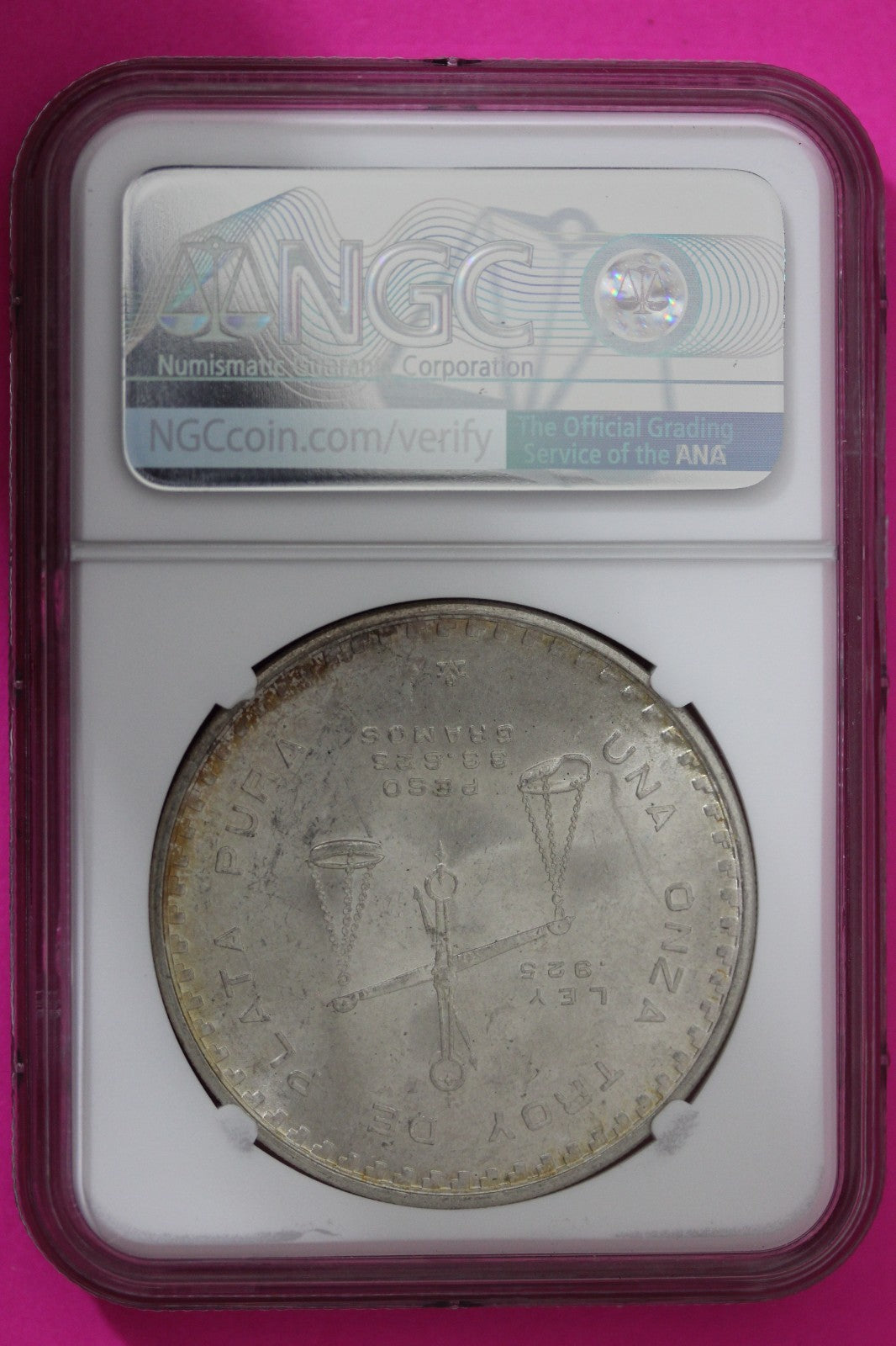 1978 MS 63 Mexico 1 Onza Silver Coin NGC Authentic Graded Authentic Slab 574