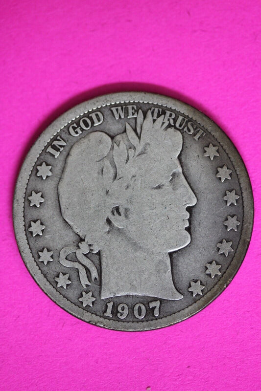 1907 O Barber Liberty Half Dollar Scarce Semi Key Date Coin New Orleans Mint 176