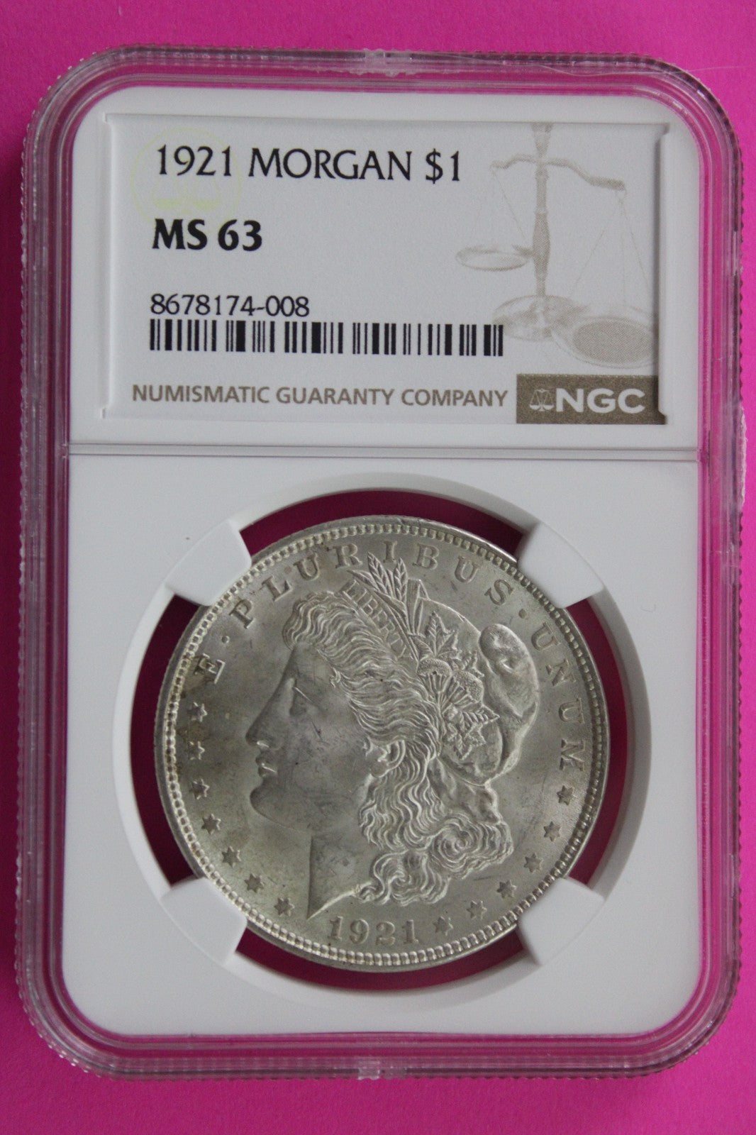 1921 P MS 63 Liberty Morgan Silver Dollar NGC Certified Graded Authentic 881