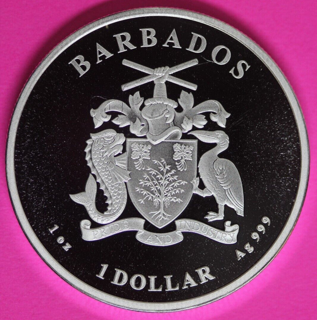 Gem BU 2023 Barbados Monkey 1 OZ Silver Coin .999 Fine $1.00 Same Coin In Pic 34