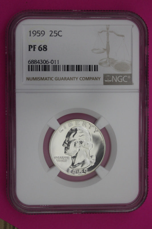 1959 PF 68 Proof Washington Silver Quarter NGC Certified Graded Authentic 272