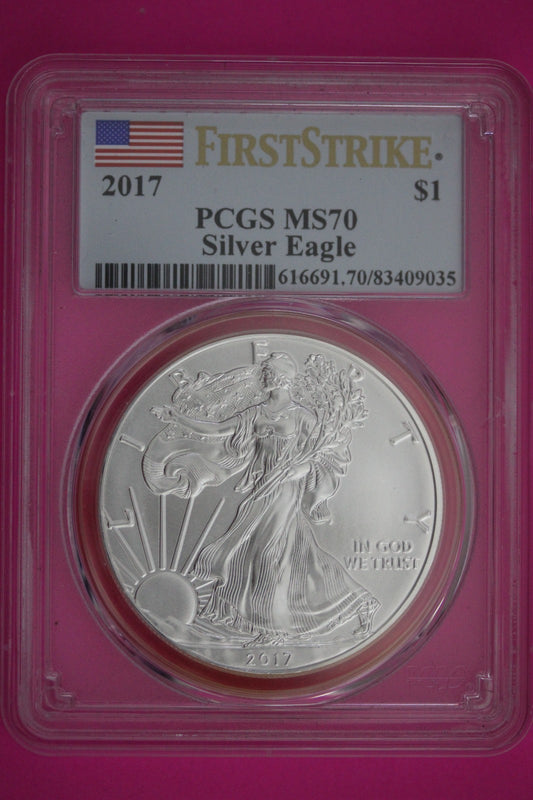 2017 MS 70 Silver Eagle First Strike 1 OZ PCGS Graded Authentic Coin Slab 904