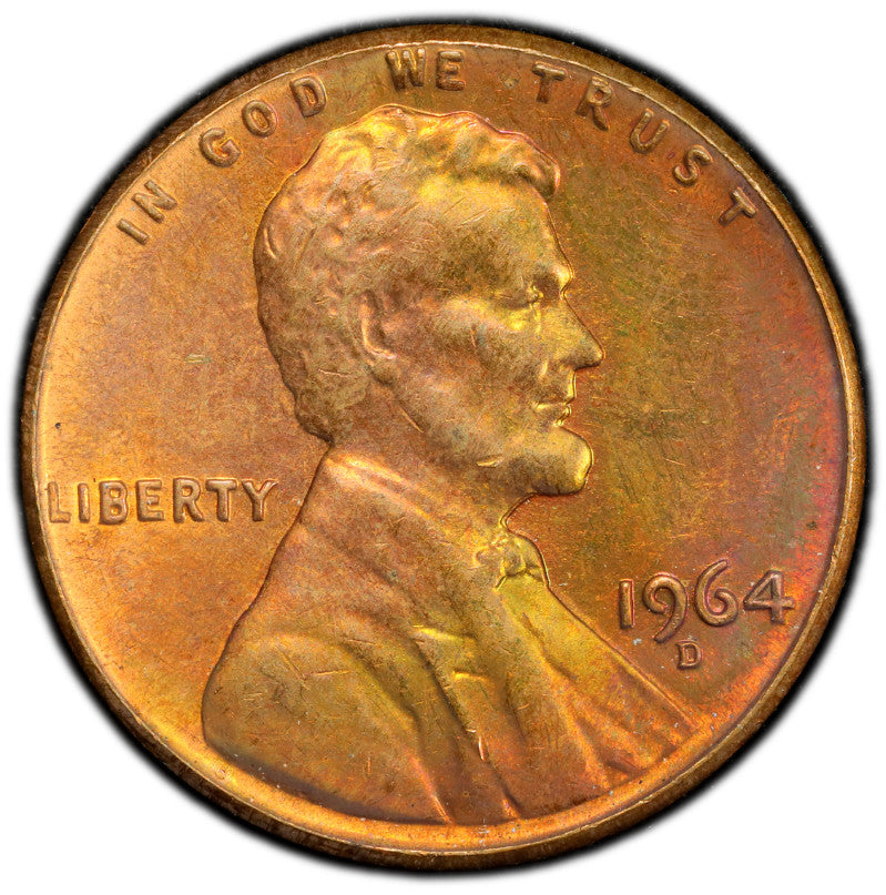 Toned 1964 D MS 63 RB Abraham Lincoln Memorial Cent PCGS Graded Slab 425