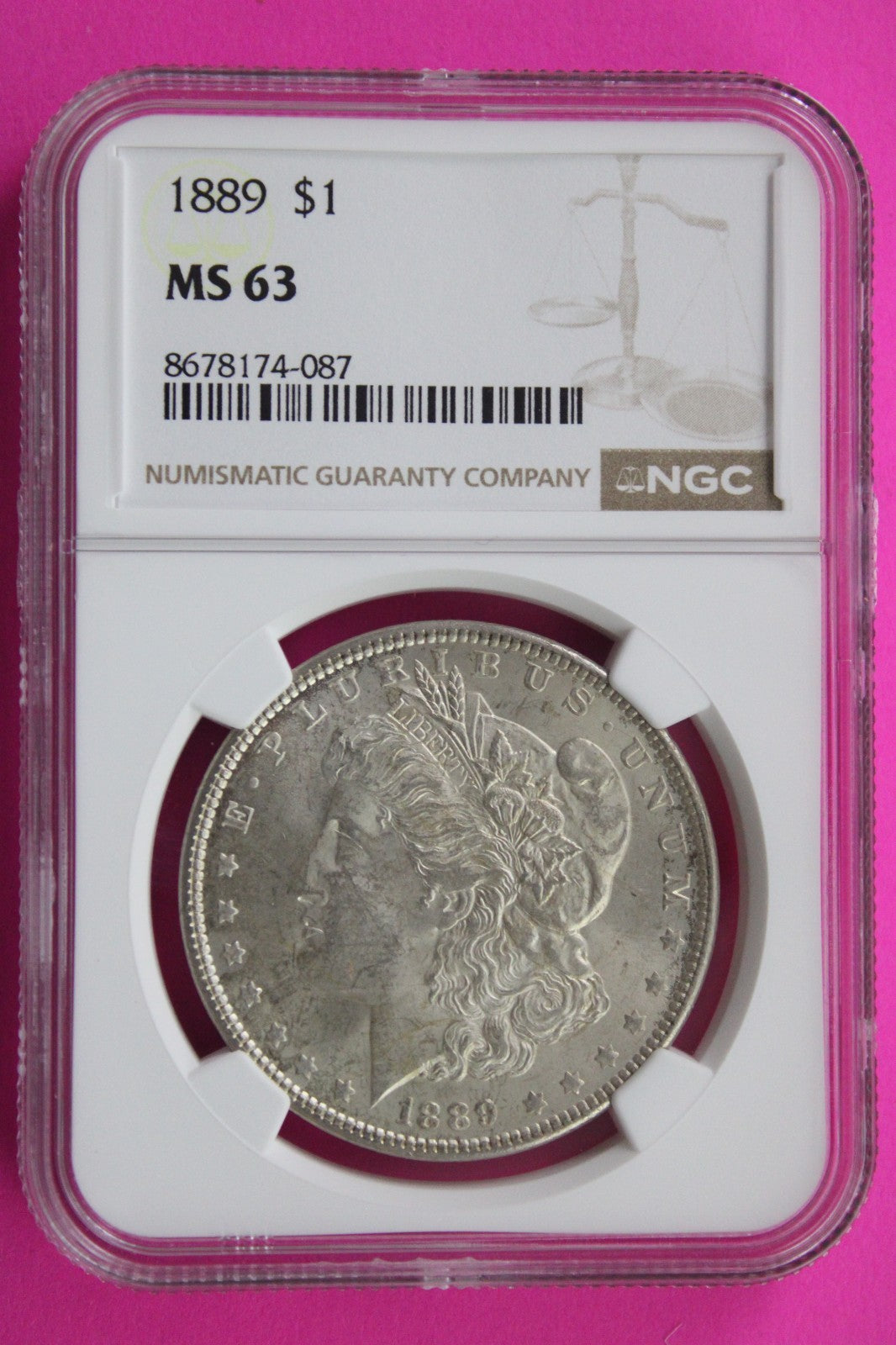 1889 P MS 63 Liberty Morgan Silver Dollar NGC Certified Graded Authentic 824
