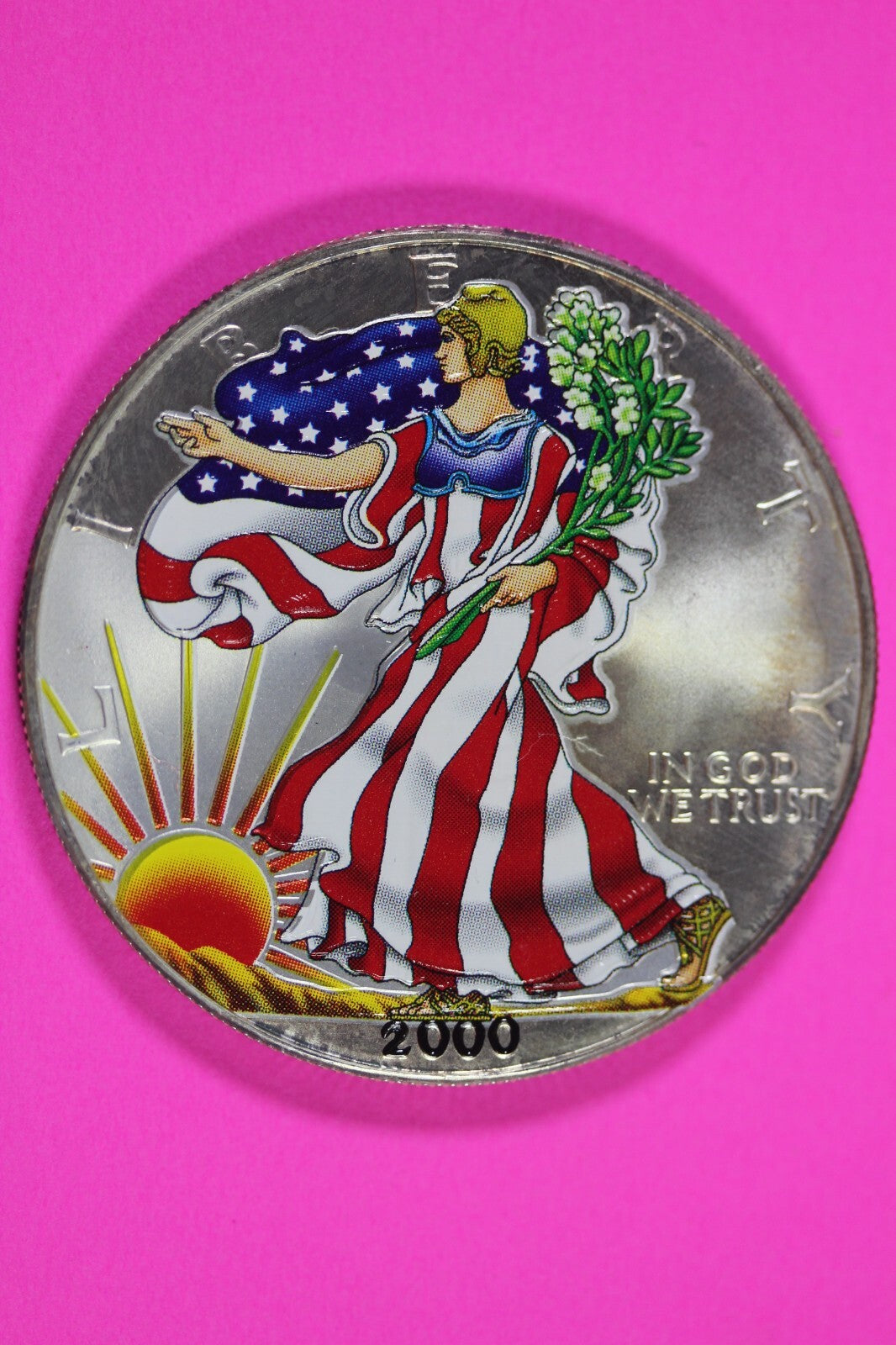 Colorized 2000 American Silver Eagle 1 Ounce .999 Fine Exact Coin Shown 167