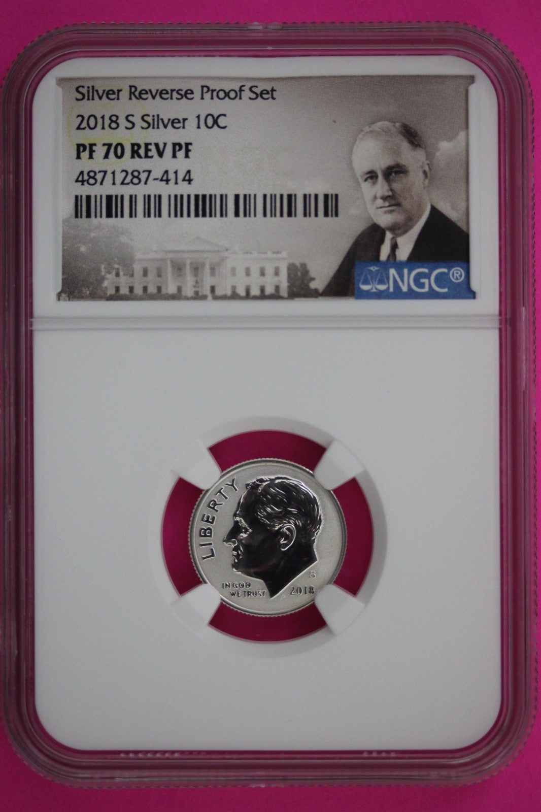 2018 S PF 70 Reverse Proof Roosevelt Silver Dime 1 Coin From a Proof Set NGC 235