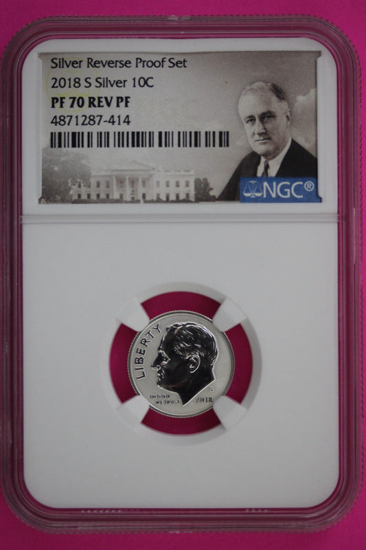 2018 S PF 70 Reverse Proof Roosevelt Silver Dime 1 Coin From a Proof Set NGC 235