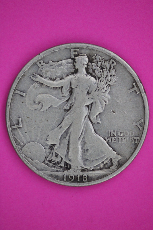 1918 P Walking Liberty Walker Half Dollar Coin Guaranteed Authentic Genuine 2407