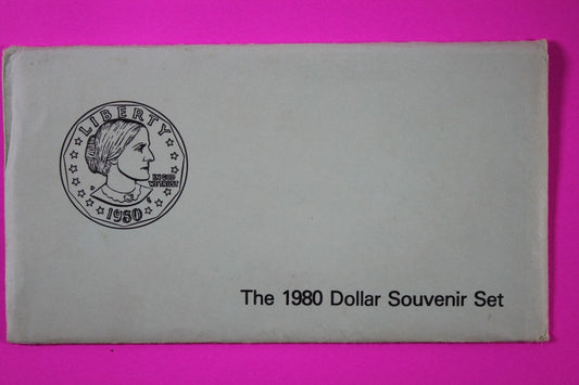 1980 Susan B Anthony Dollar Souvenir Set P D S 3 BU Dollar Coins Authentic 9040