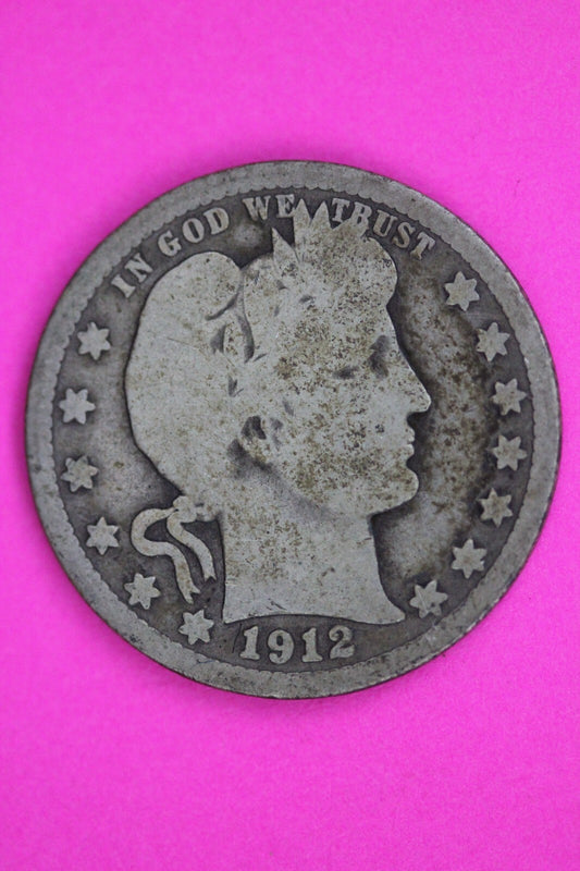 1912 S Barber Liberty Silver Quarter Guaranteed Authentic & Genuine Coin 1467