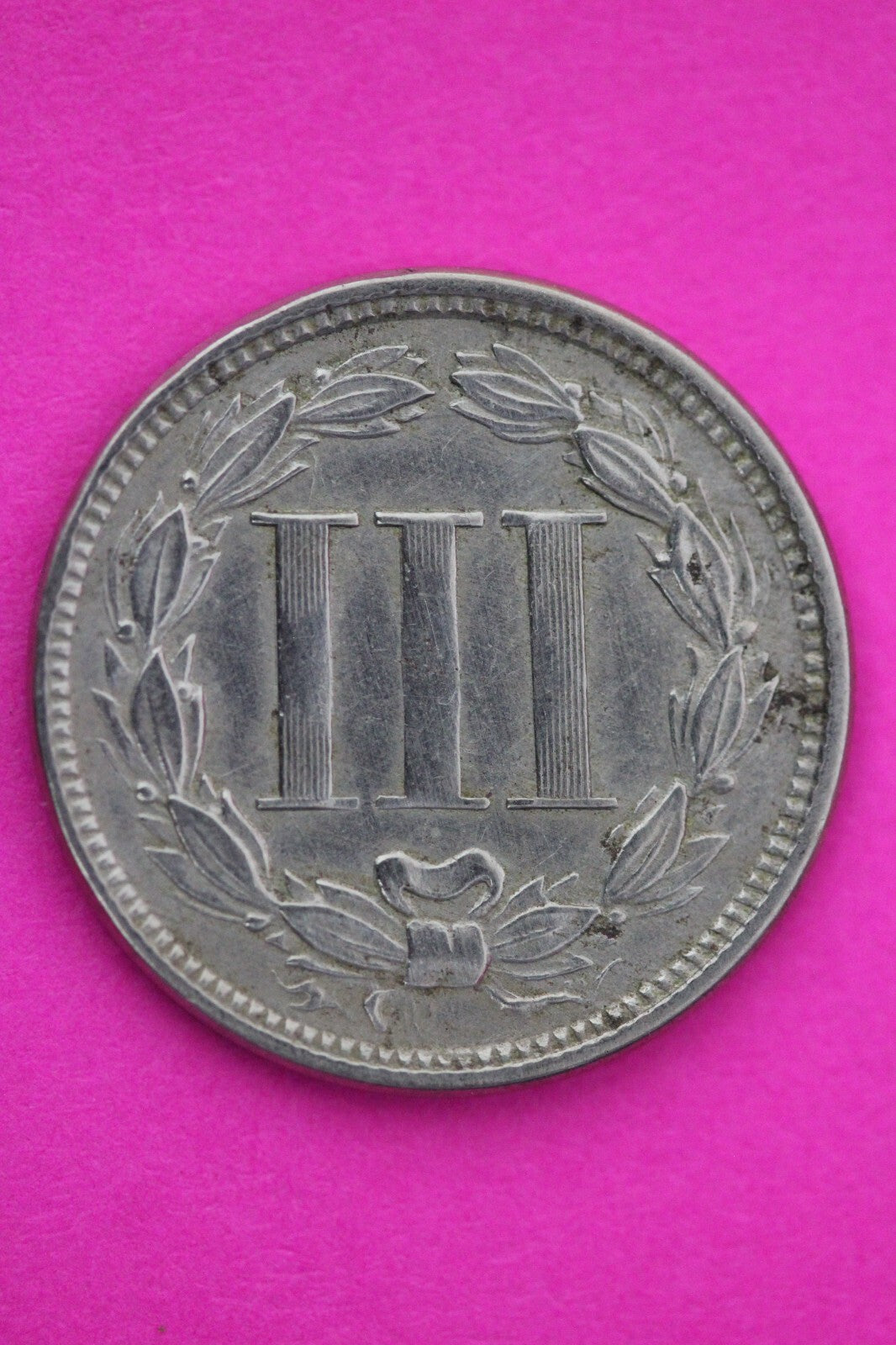 1866 Hi Grade Three 3 Cent Nickel Scarce Semi Key Date Coin Philadelphia Mint 47