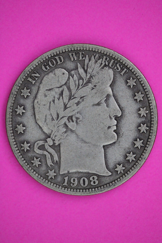1908 P Barber Liberty Half Dollar Coin Guaranteed Authentic & Genuine 2415