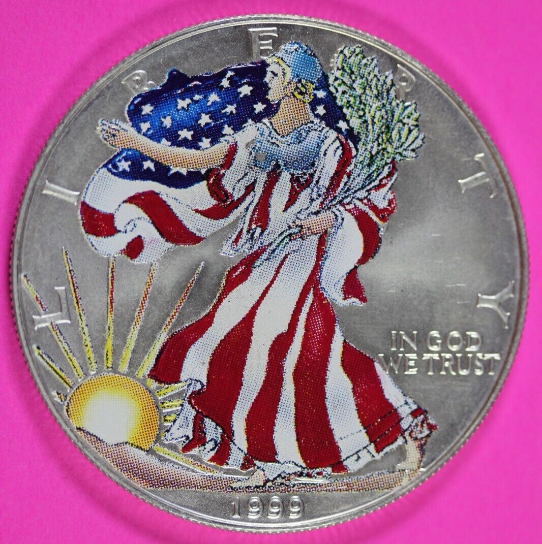 Colorized 1999 American Silver Eagle 1 Ounce .999 Fine Exact Coin Shown 163