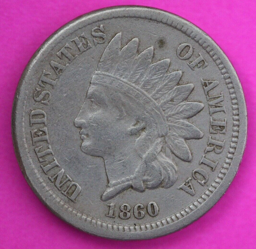 High Grade 1860 Copper Nickel Indian Head Cent Penny Scarce Semi Key Date 01