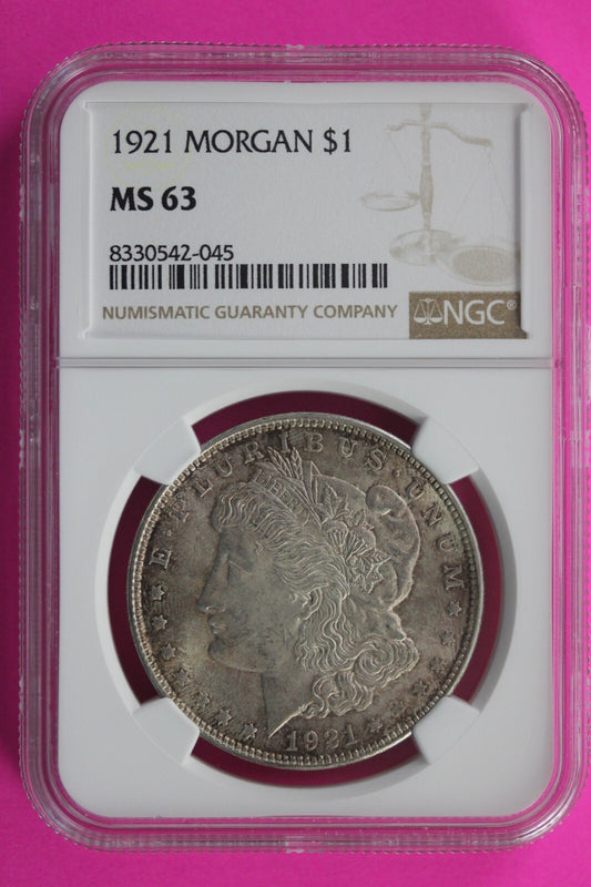 1921 P MS 63 Liberty Morgan Silver Dollar NGC Certified Graded Authentic Slab 97