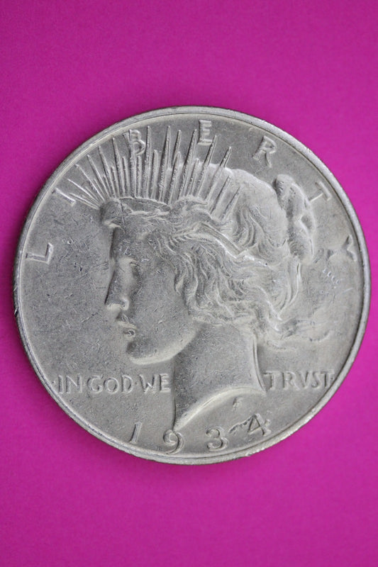 1934 D Peace Silver Dollar LIberty Coin Guaranteed Genuine American Seller 2010