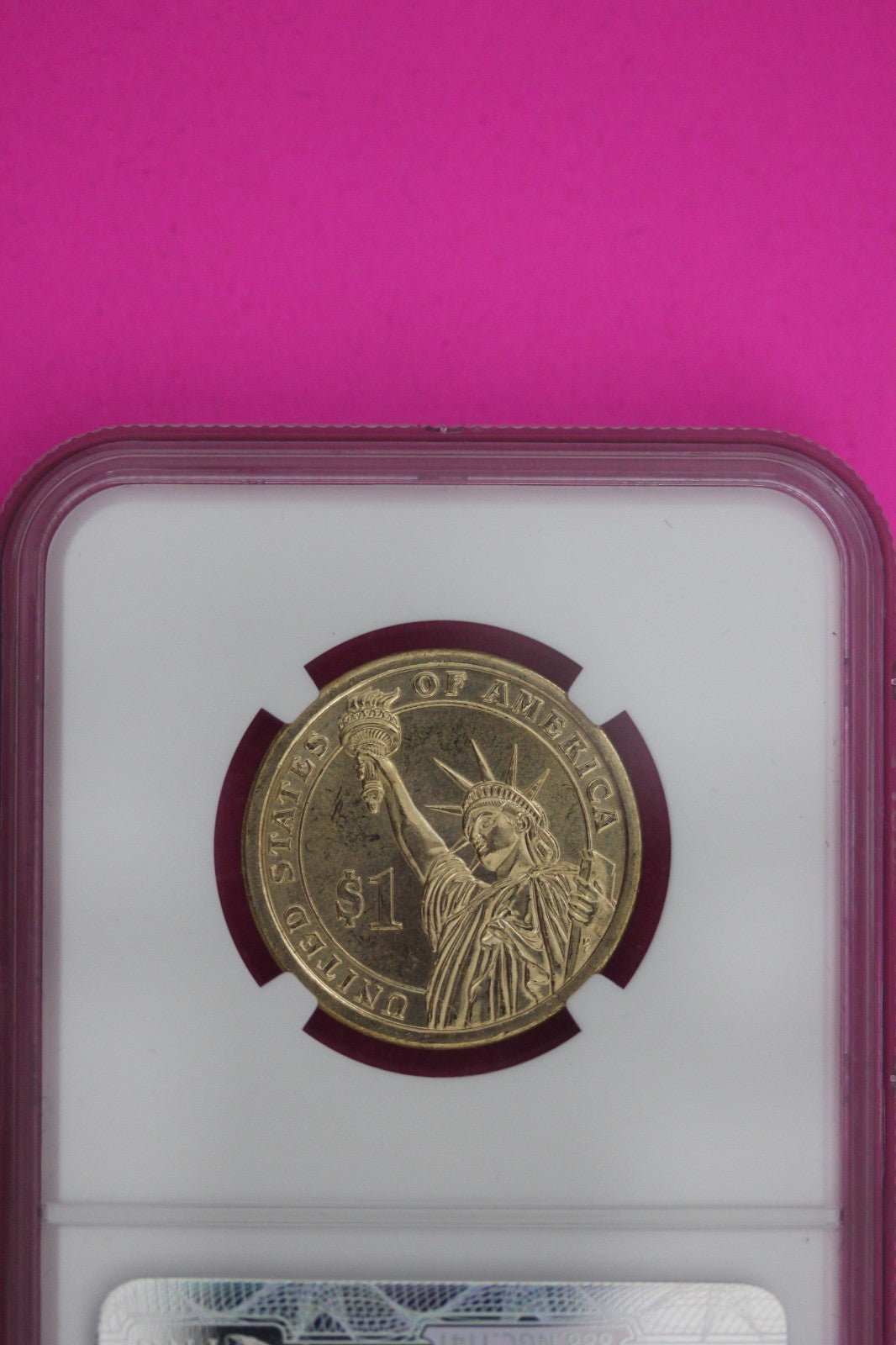 Mint Error Missing Edge Lettering 2009 MS 66 Taylor Presidential Dollar NGC 1247