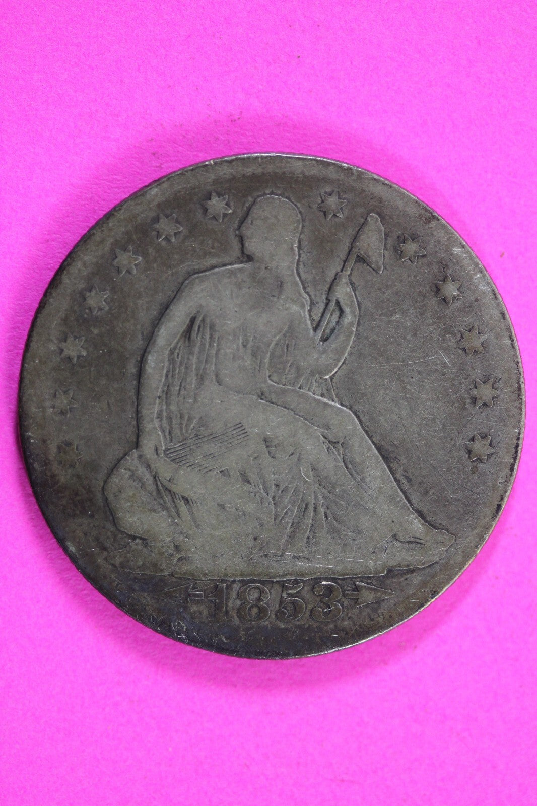 1853 P Seated Liberty Half Dollar Silver Exact Coin In Pic Semi Key Date 20