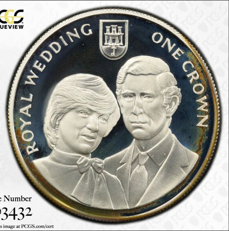 1981 PR 68 DCAM Crown Gibraltar Princess Diana Royal Wedding PCGS Silver 623