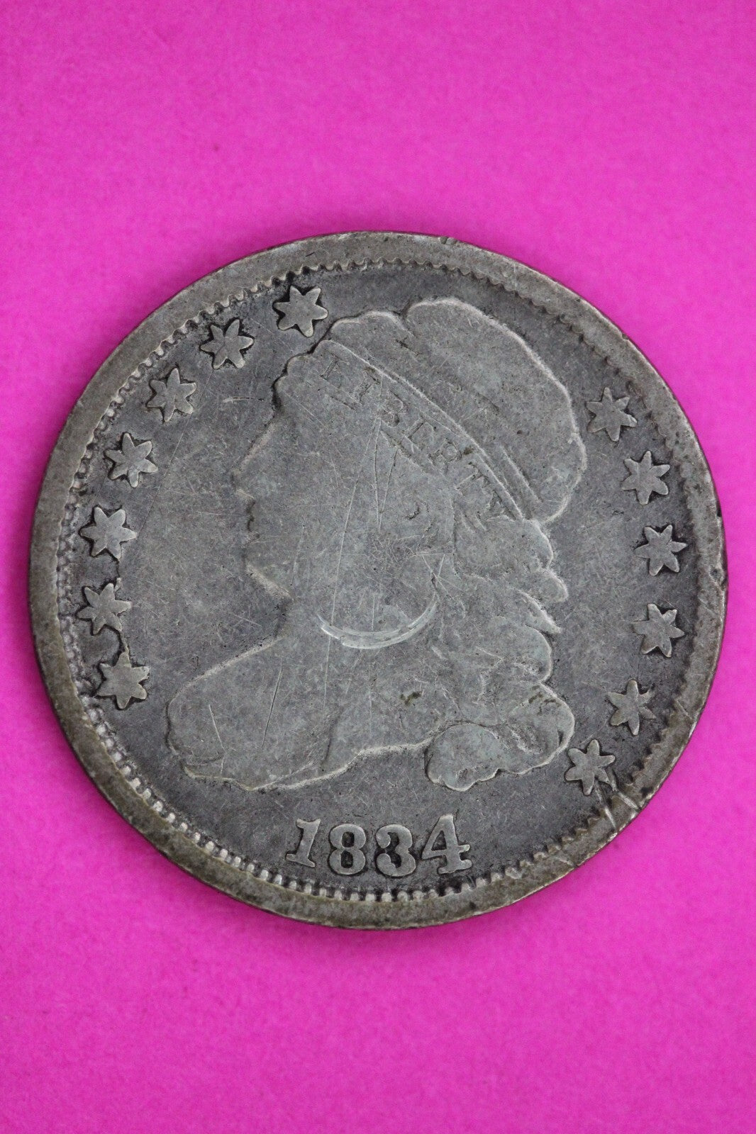 1834 Bust Capped Dime Lady Liberty Silver Coin Guaranteed Authentic Genuine 1298