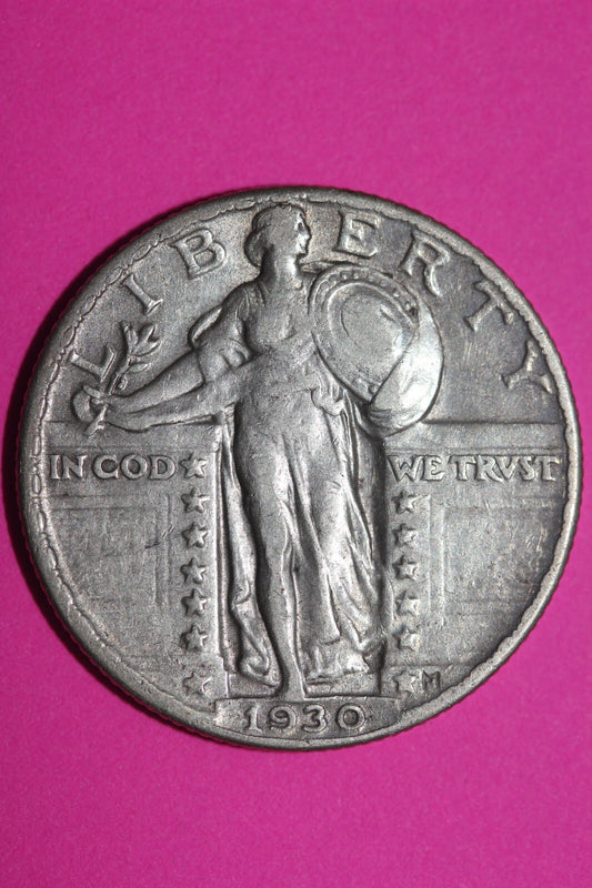 High Grade 1930 P Standing Liberty Silver Quarter Guaranteed Authentic Coin 1117