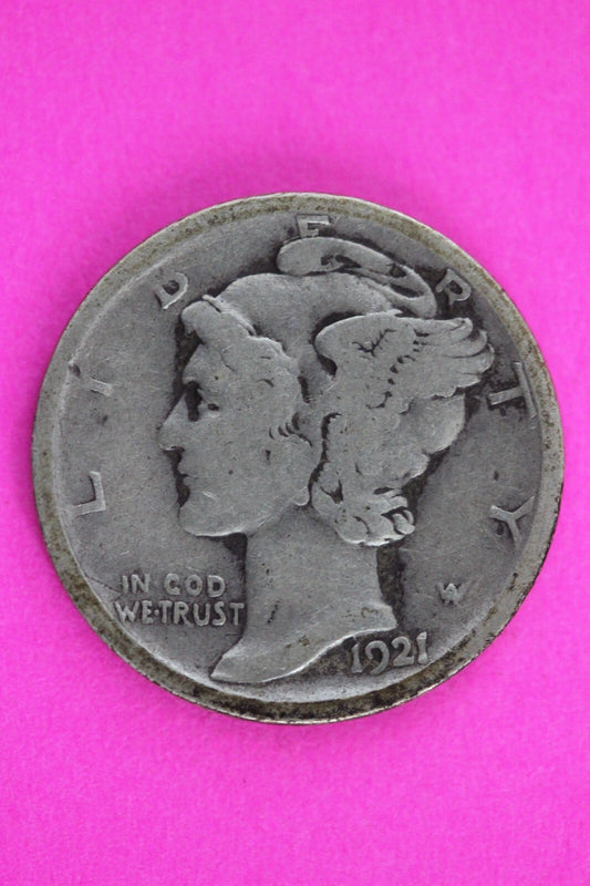 Key Date 1921 D Mercury Winged Liberty Dime Silver You Get Same Coin In Pics 35