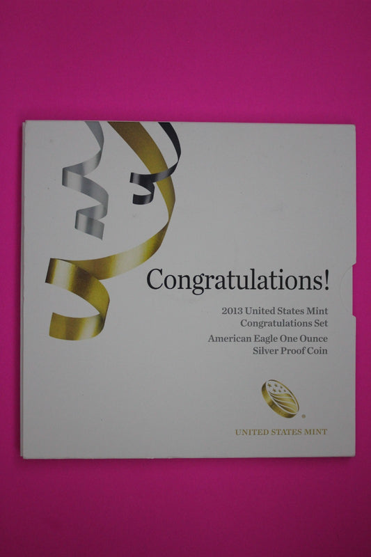 Gem 2013 W Congratulations U.S. Mint Set Proof Deep Cameo Silver Eagle COA 9059