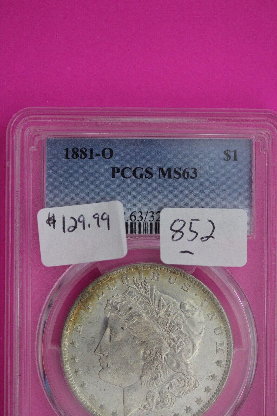1881 O MS 63 Liberty Morgan Silver Dollar PCGS Certified Authentic Slab 852