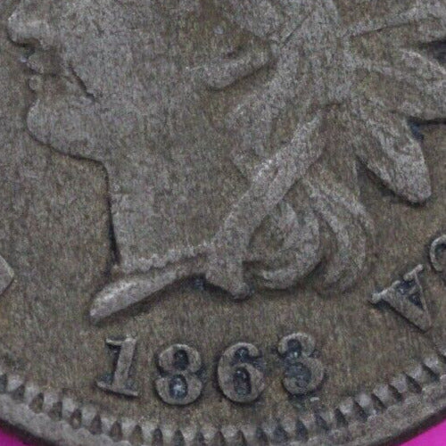 1863 Copper Nickel Indian Head Cent Penny Exact Early Type Coin Pictured 14