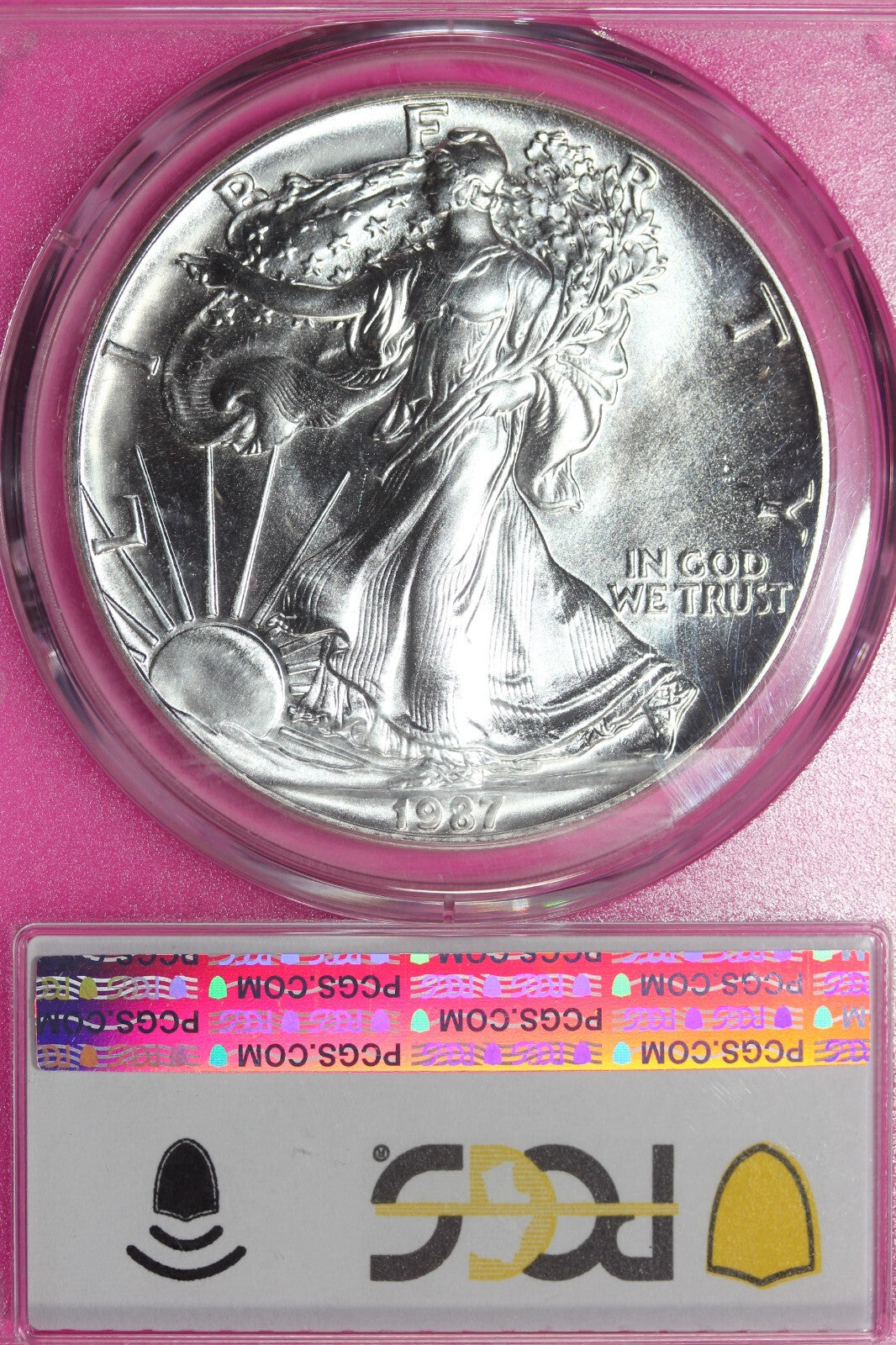 Toned 1987 MS 68 American Silver Eagle PCGS Graded Authentic Certified Slab 175
