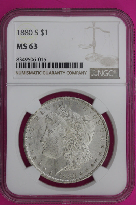 1880 S MS 63 Liberty Morgan Silver Dollar NGC Certified Graded Authentic 1008