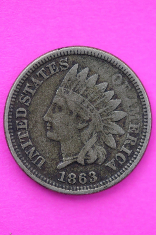 1863 Copper Nickel Indian Head Cent Penny Early Type Coin Exact Coin Pictured 65