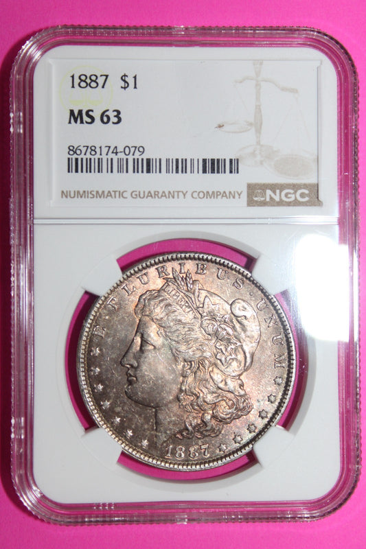 1887 P MS 63 Liberty Morgan Silver Dollar NGC Certified Graded Authentic 801